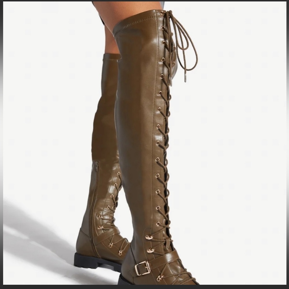 Tall Dark Olive Night Boots